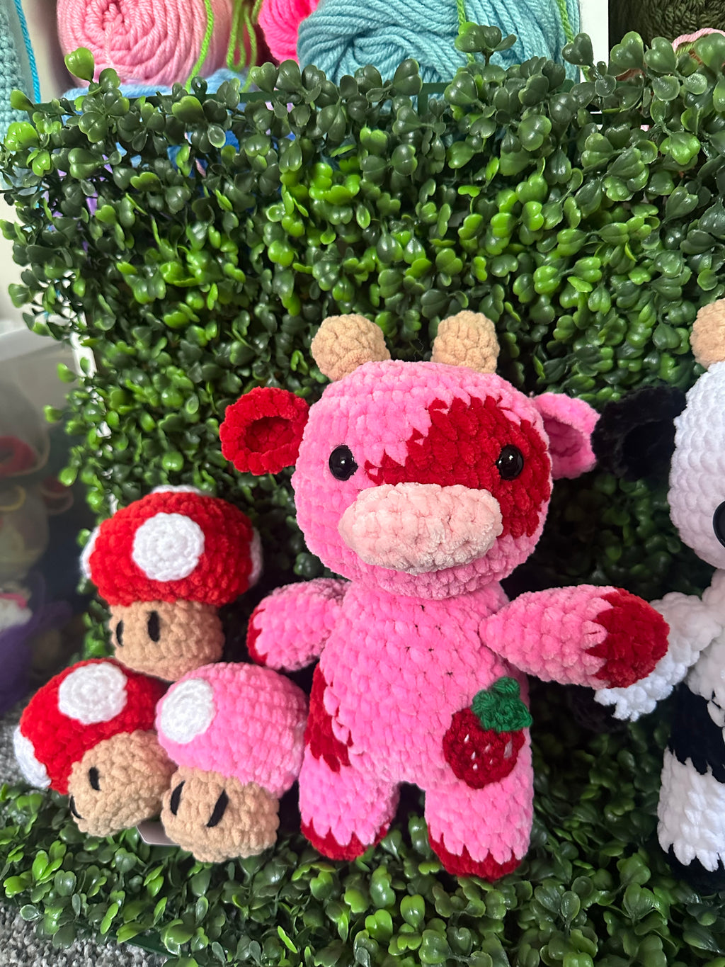 Crochet Strawberry Cow plushie 🍓